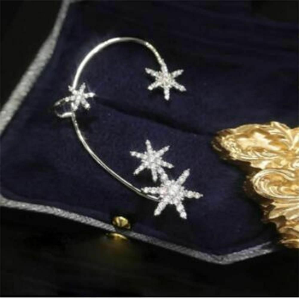 1 khuyên tai bạc hình hoa tuyết đính đá xinh xắn