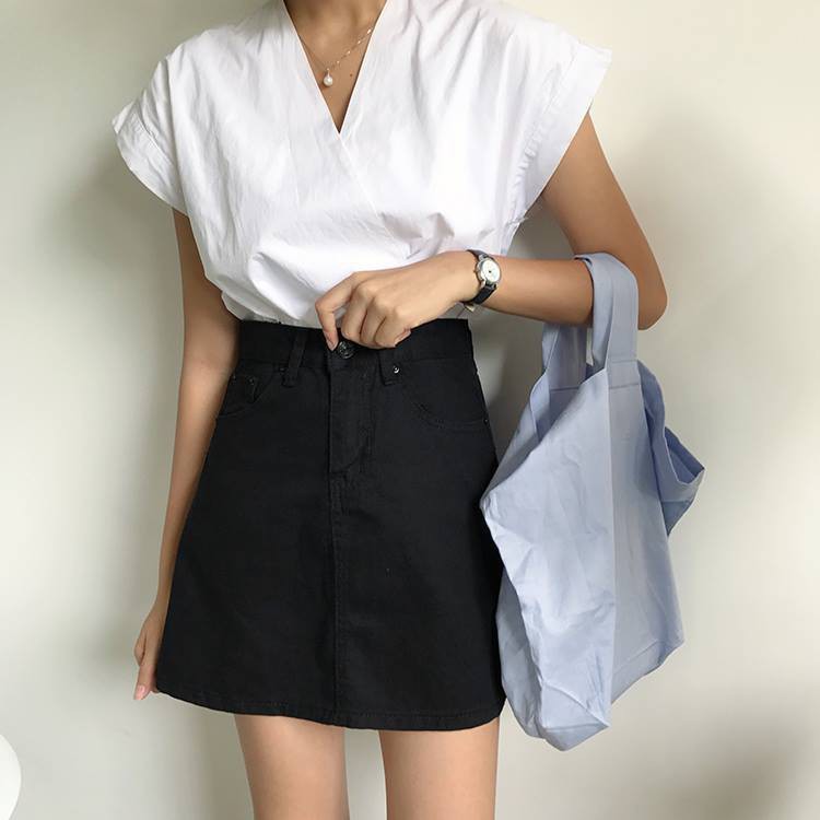 Chân váy jean cạp cao dáng chữ A - Hàng có sẵn - Hàng nhập khẩu | BigBuy360 - bigbuy360.vn