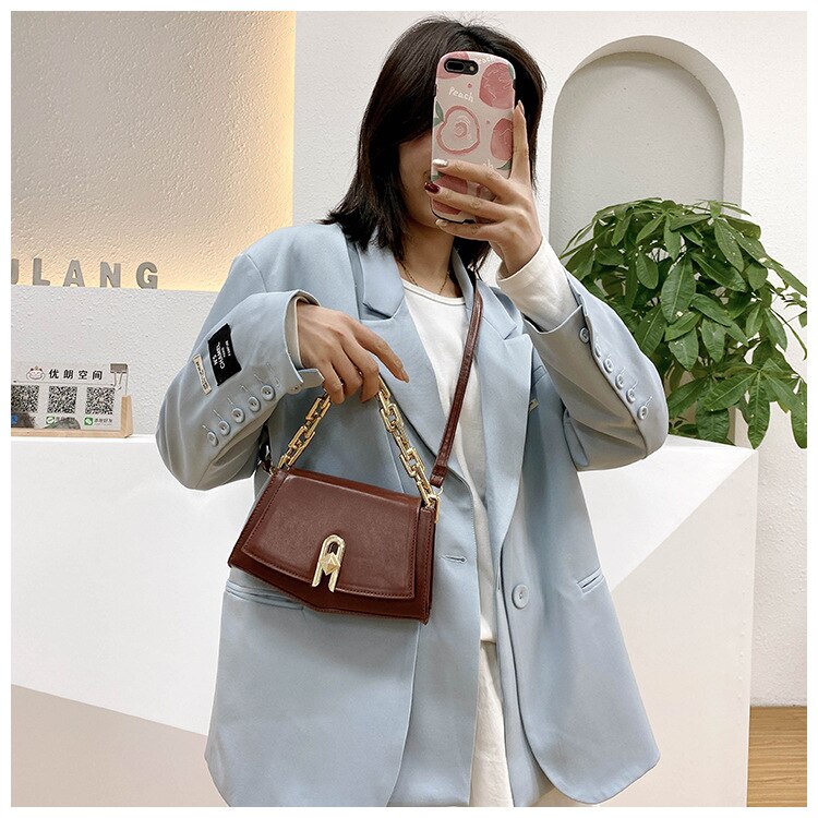 Túi Đeo Chéo JASMIN NOIR Da PU Có Dây Đeo Phối Dây Xích Cỡ Nhỏ Thời Trang Cho Nữ