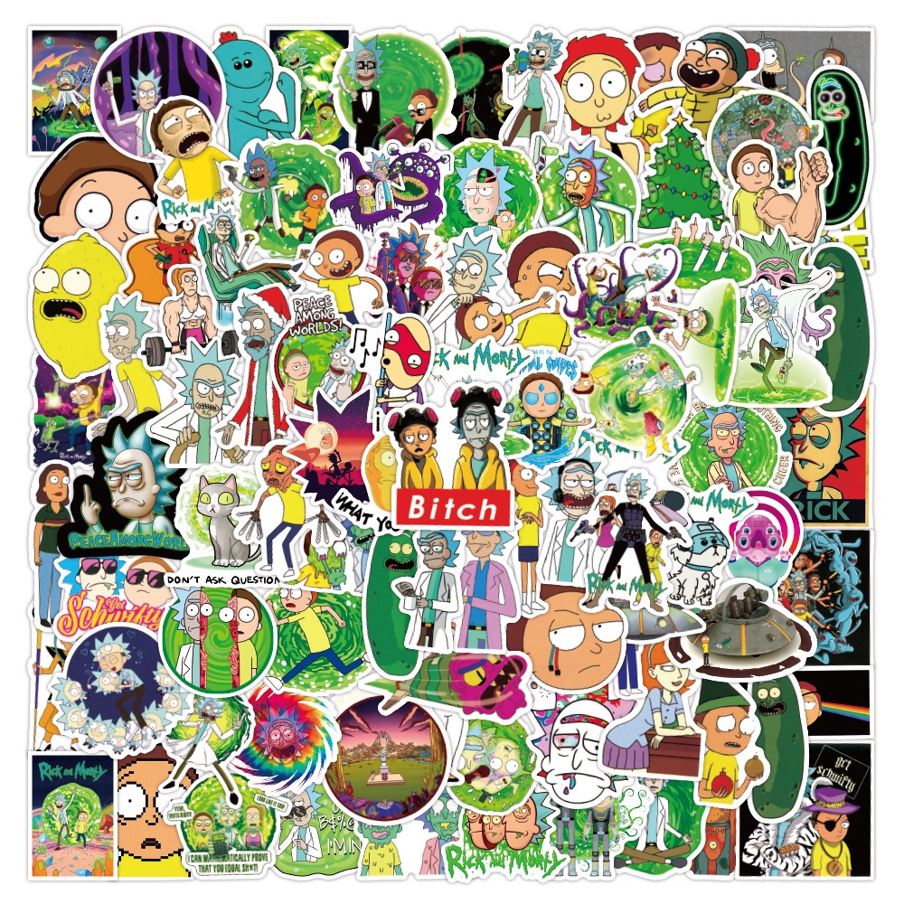 Sticker Dán Trang Trí Hình Hoạt Hình Rick and Morty Phong Cách Âu Mỹ