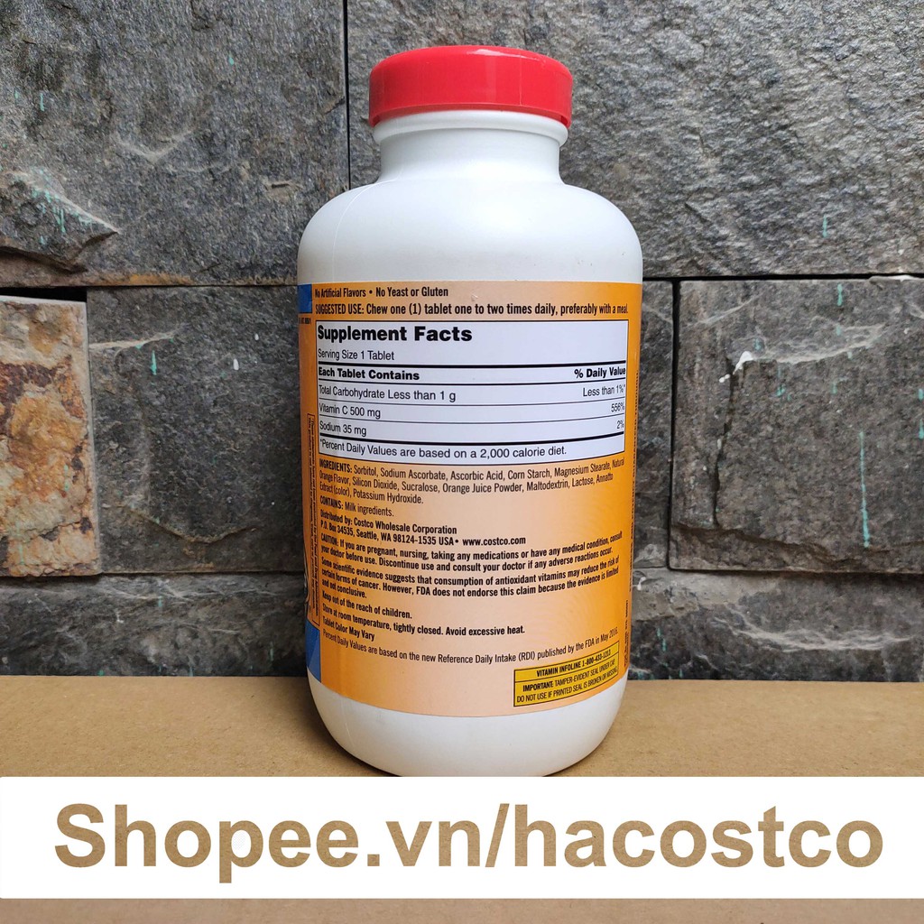 Viên Ngậm KIRKLAND Signature VITAMIN C 500 mg CHEWABLE hộp 500 viên - tăng sức đề kháng | BigBuy360 - bigbuy360.vn