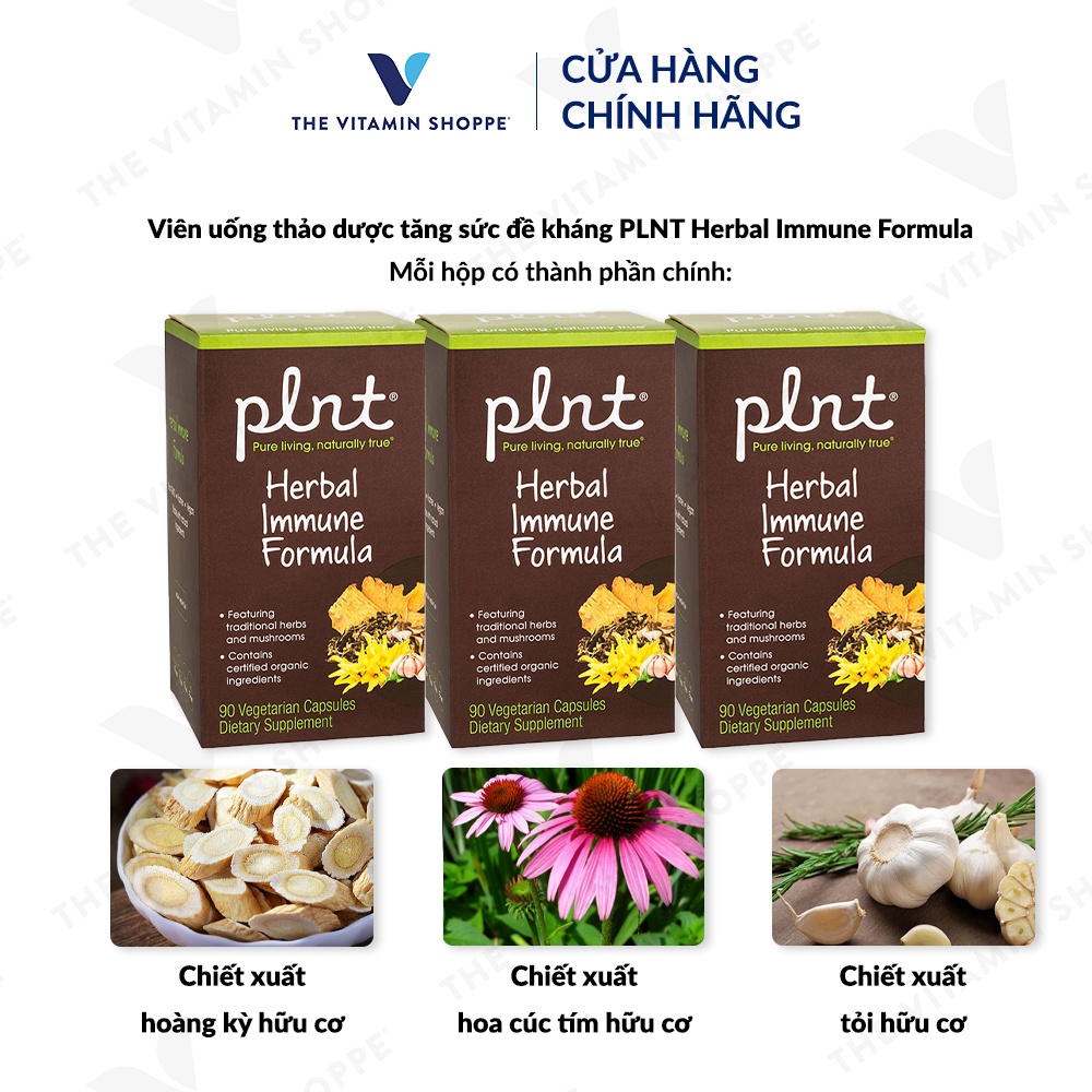 Viên uống thảo dược tăng sức đề kháng PLNT Herbal Immune Formula 90 viên