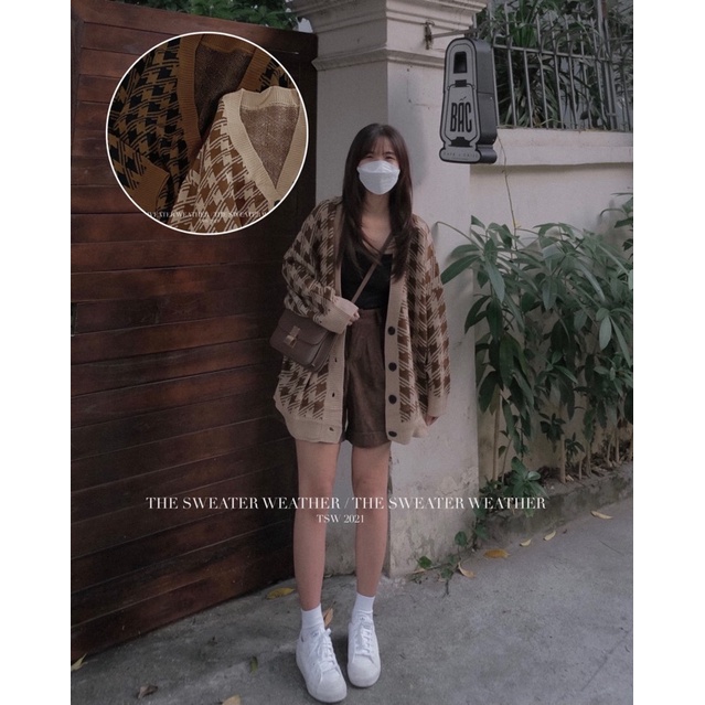 [Mã SKAMPUSH11 giảm 10% đơn 200k] Áo khoác cardigan HOẠ TIẾT dáng dài 2 màu BE/NÂU ( Ảnh thật )