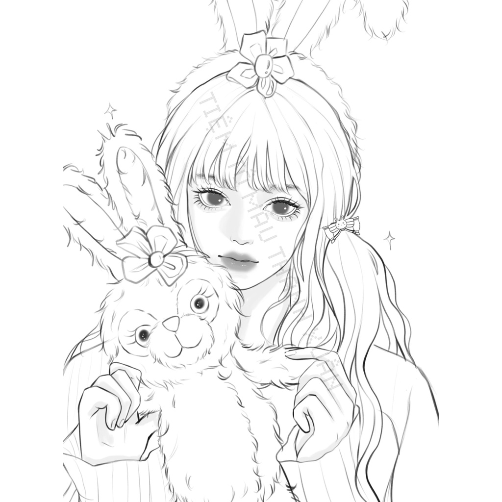 Set 20 Tờ Tranh Tô Màu Cô Gái Kích Thước A5 Tô Màu Sáp, Màu Chì - Tiệm Tô Màu Thanh Xuân