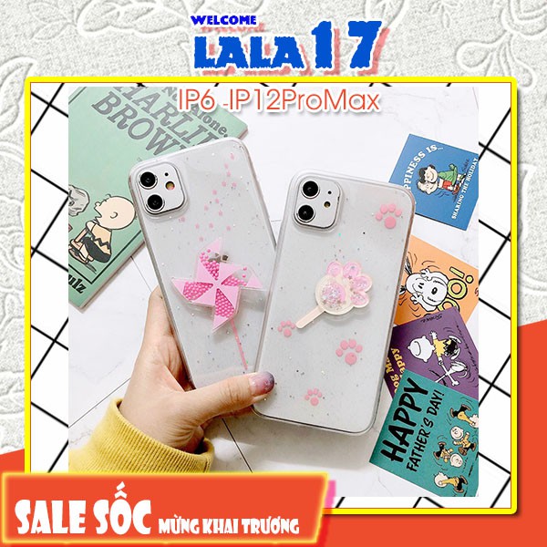 Ốp Lưng Iphone Nhũ - Kèm hình Chong chóng /  Bàn chân Cute Siêu Dễ thương - Hot trend Lala17 Shop
