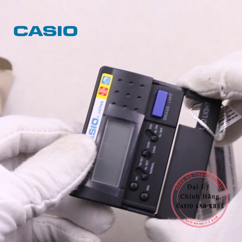 Đồng hồ báo thức du lịch - để bàn có đèn LED Casio PQ-10-1R màu đen ( 8 x 6cm)