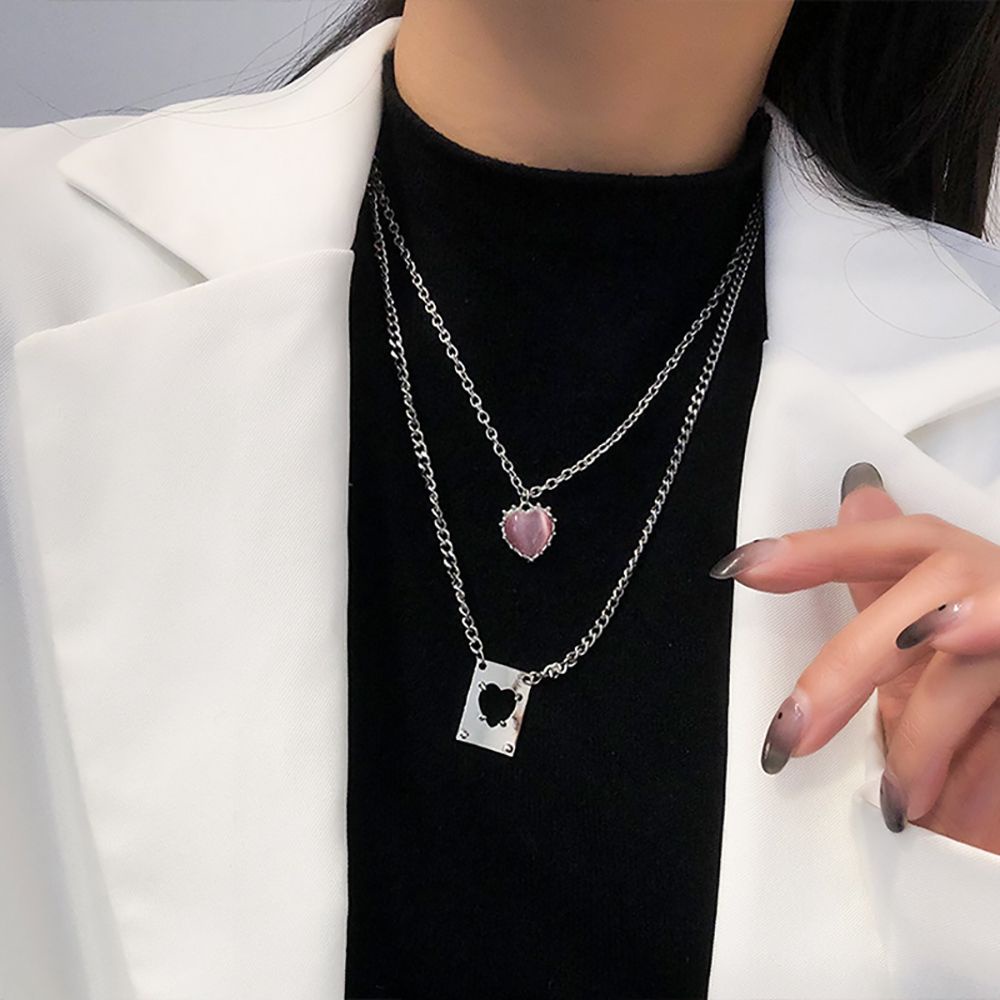 Vòng cổ mặt trái tim phong cách hip hop Hàn Quốc thời trang cho nữ