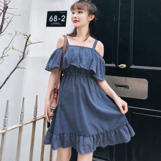 Váy Đầm Caro 2 Dây Bèo Ngực SAVVY Thời Trang Dự Tiệc Dạo Phố Đẹp Cute