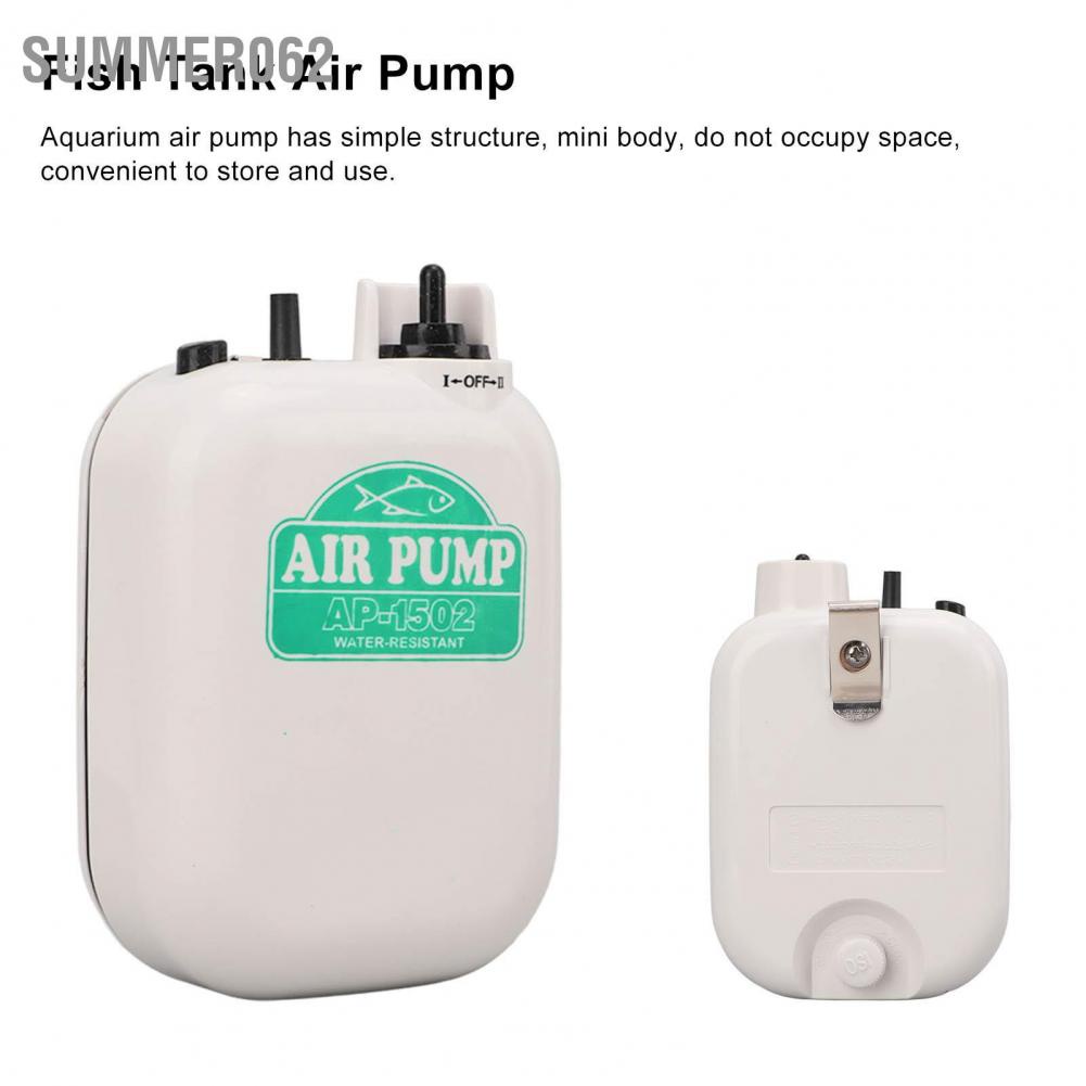 Summer062 Aquarium Air Pump with Stone Tube Quiet Battery Powered Portable Small Size Fish Tank Aerator for Outdoor Fishing