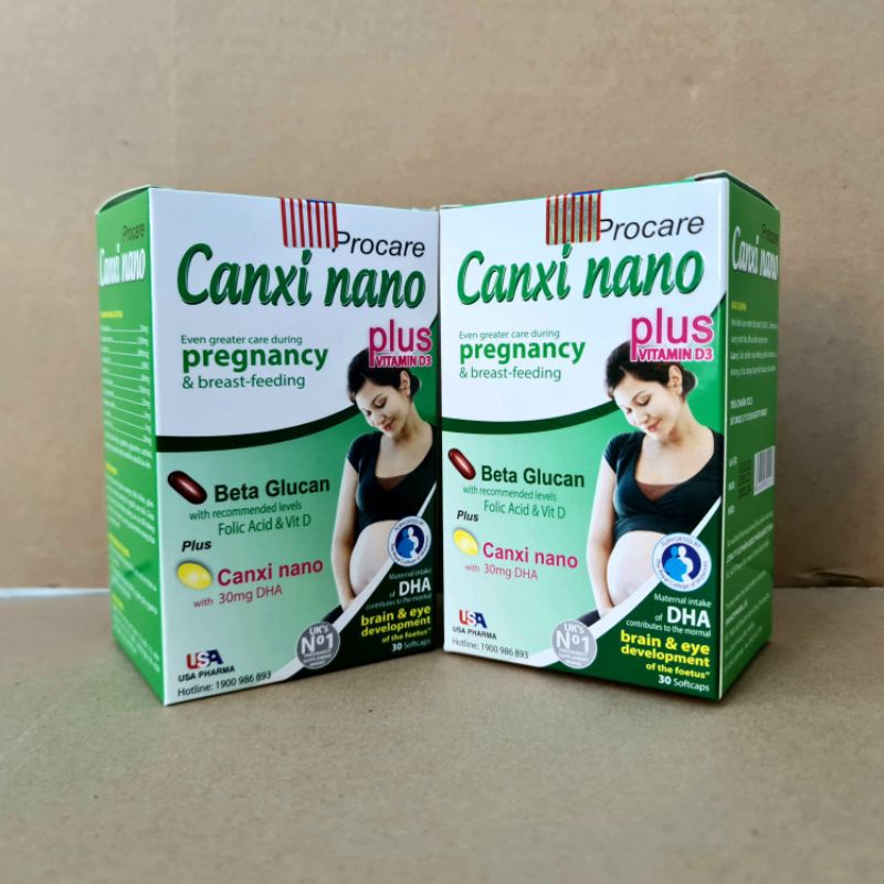 Procare Canxi nano pregnancy giúp bổ sung canxi cho phụ nữ chuẩn bị mang thai, có thai và cho con bú - Hộp 30 viên