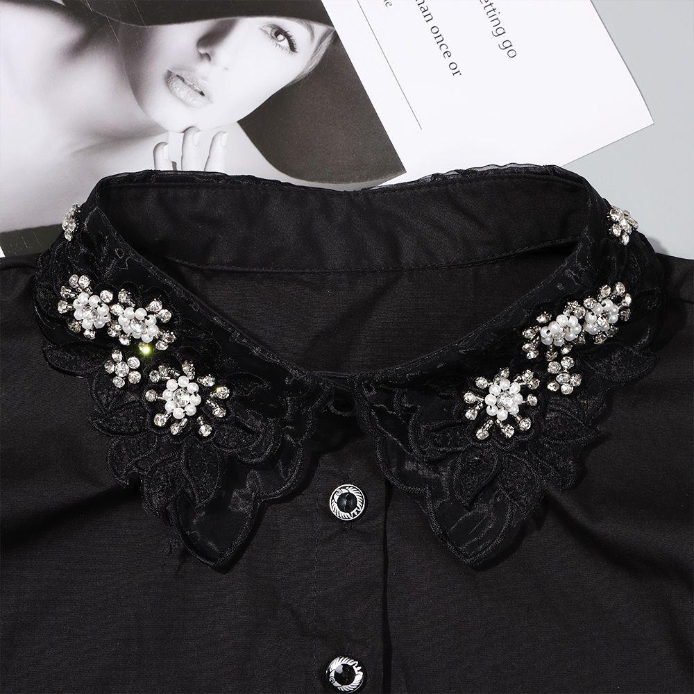 Cổ Áo Rời Cổ Bẻ Phối Ren Hoa Phong Cách Vintage Cho Nữ