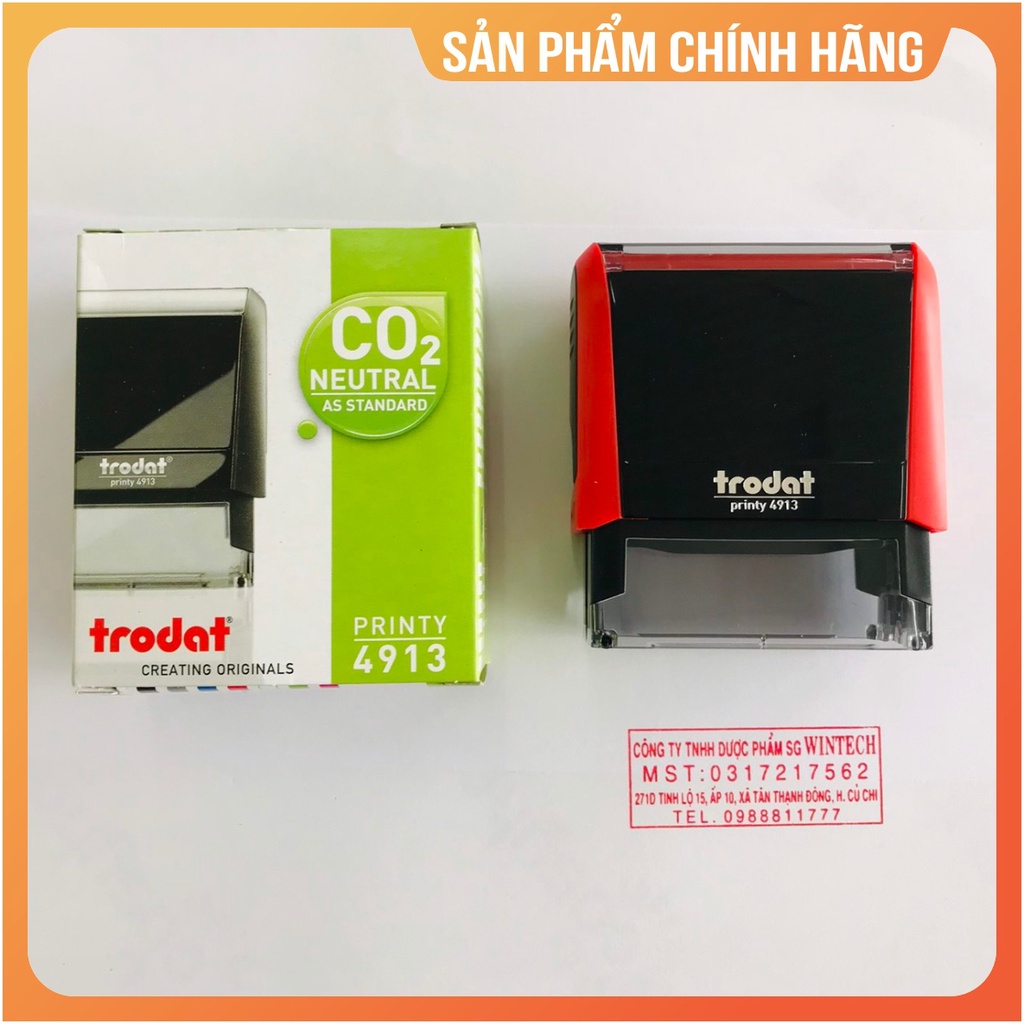 Khắc con dấu vuông công ty mã số thuế 3, 4 dòng làm theo yêu cầu kich thước 57 x 22mm, chính hãng trodat