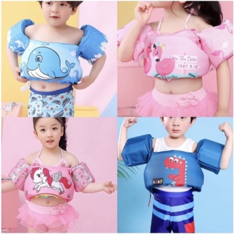Phao tập bơi liền thân, phao tay đỡ ngực chống lật cho bé trai, bé gái học bơi