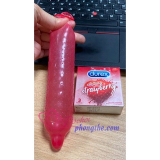 Bao cao su Durex Sensual Strawberry (3 bao/hộp) vị dâu tây tăng thời gian quan hệ Hàng chính hãng [FreeShip – Xả kho cắt