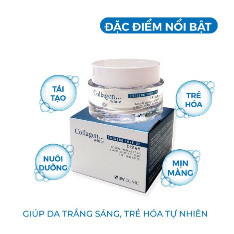 KEM DƯỠNG TRẮNG DA DƯỠNG ẨM NÂNG TONE White Shining Tone Up Cream 3W Clinic Hàn Quốc 50ml