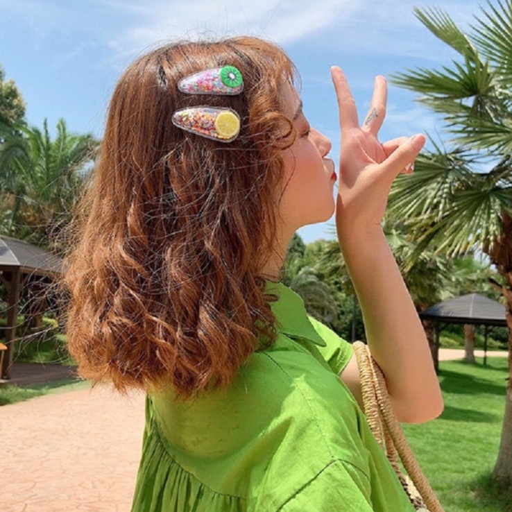 Set 5 Kẹp Tóc Kim Sa Kẹp Tóc Hoa Quả Xinh Xắn Phong Cách Hàn Quốc