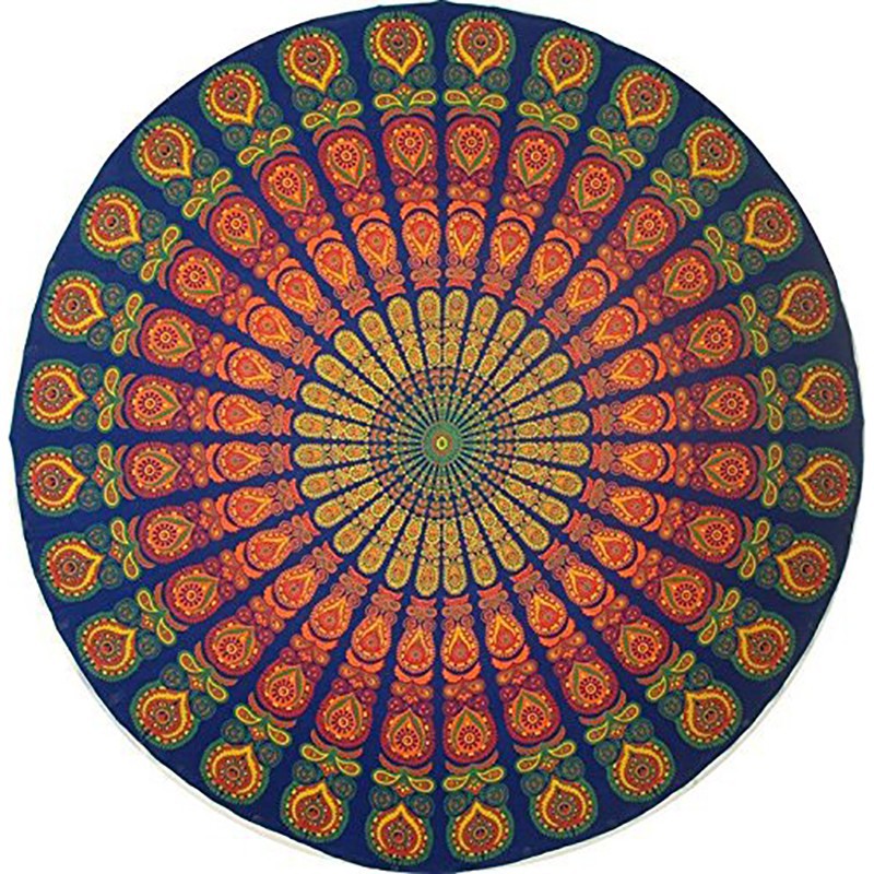 Khăn Biển Hình Tròn với Hoạ Tiết Dân Tộc, Khăn Choàng Chiffon, Thảm Yoga