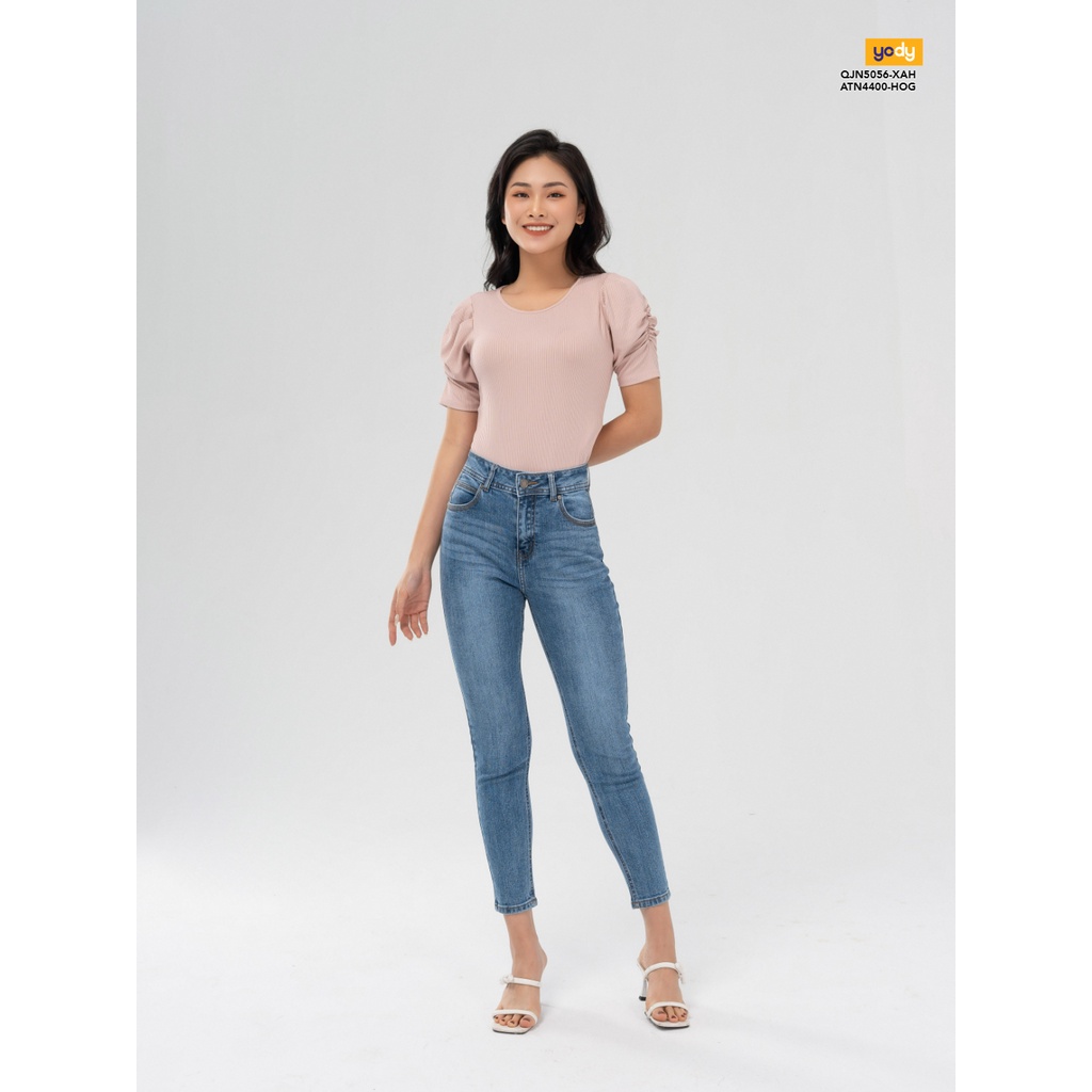 Quần jean nữ YODY Skinny lưng cao tôn dáng, diễu túi dáng ôm co giãn thoải mái QJN5056