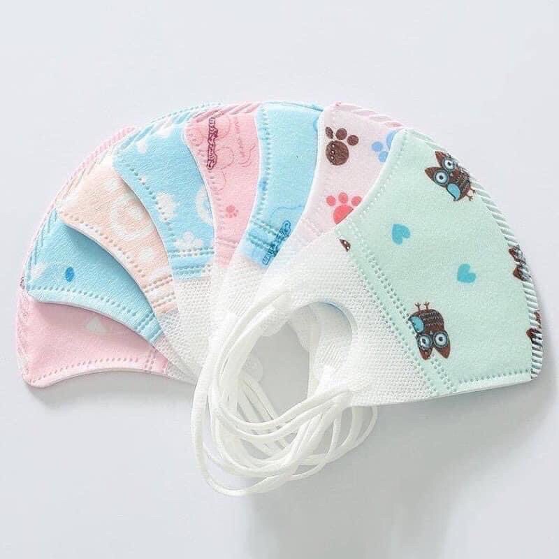 Set 10c khẩu trang 3D xuất Nhật kháng khuẩn cho bé trai bé gái từ sơ sinh đến 6 tuổi nhiều họa tiết