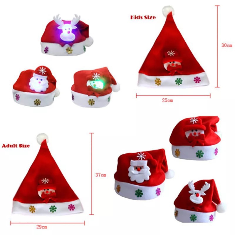 Mũ Giáng Sinh Có Đèn LED Phát Sáng Mừng Năm Mới Hình Người Tuyết ElK Ông Già Noel