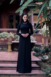 Áo dài lụa đen