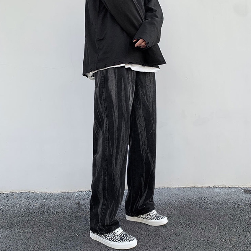 ⚡QUẦN JEAN CAO CẤP ⚡ Họa tiết sọc trắng đen, ống rộng, phong cách HIP HOP đường phố