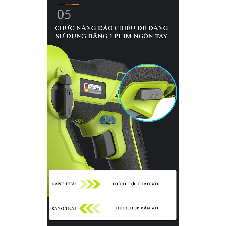 Máy khoan bê tông, Máy khoan dùng pin 12V công suất 850W - Một sản phẩm của Zhipu -100% Thương hiệu và công nghệ của Đức