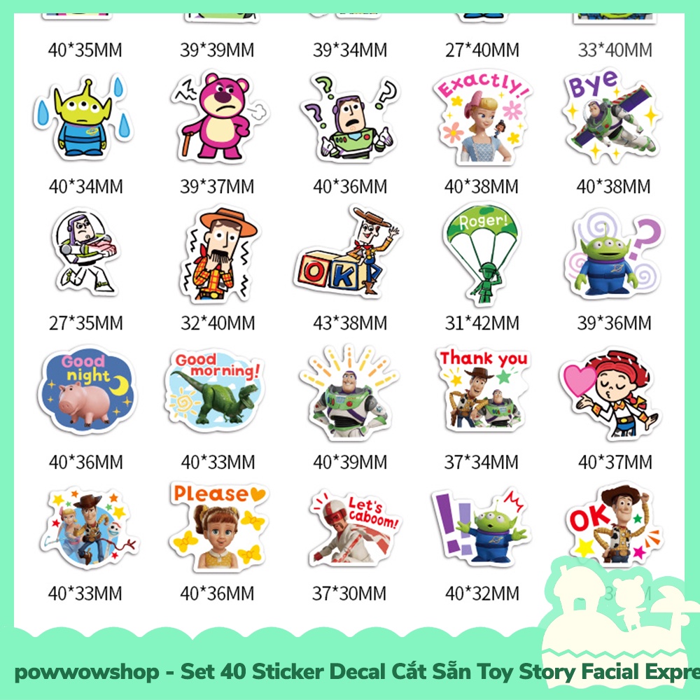 [Sẵn VN - Hỏa Tốc] Set 40 Sticker Mini Decal Dán Trang Trí Vật Dụng Mẫu Câu Truyện Đồ Chơi Toy Story Special Facial