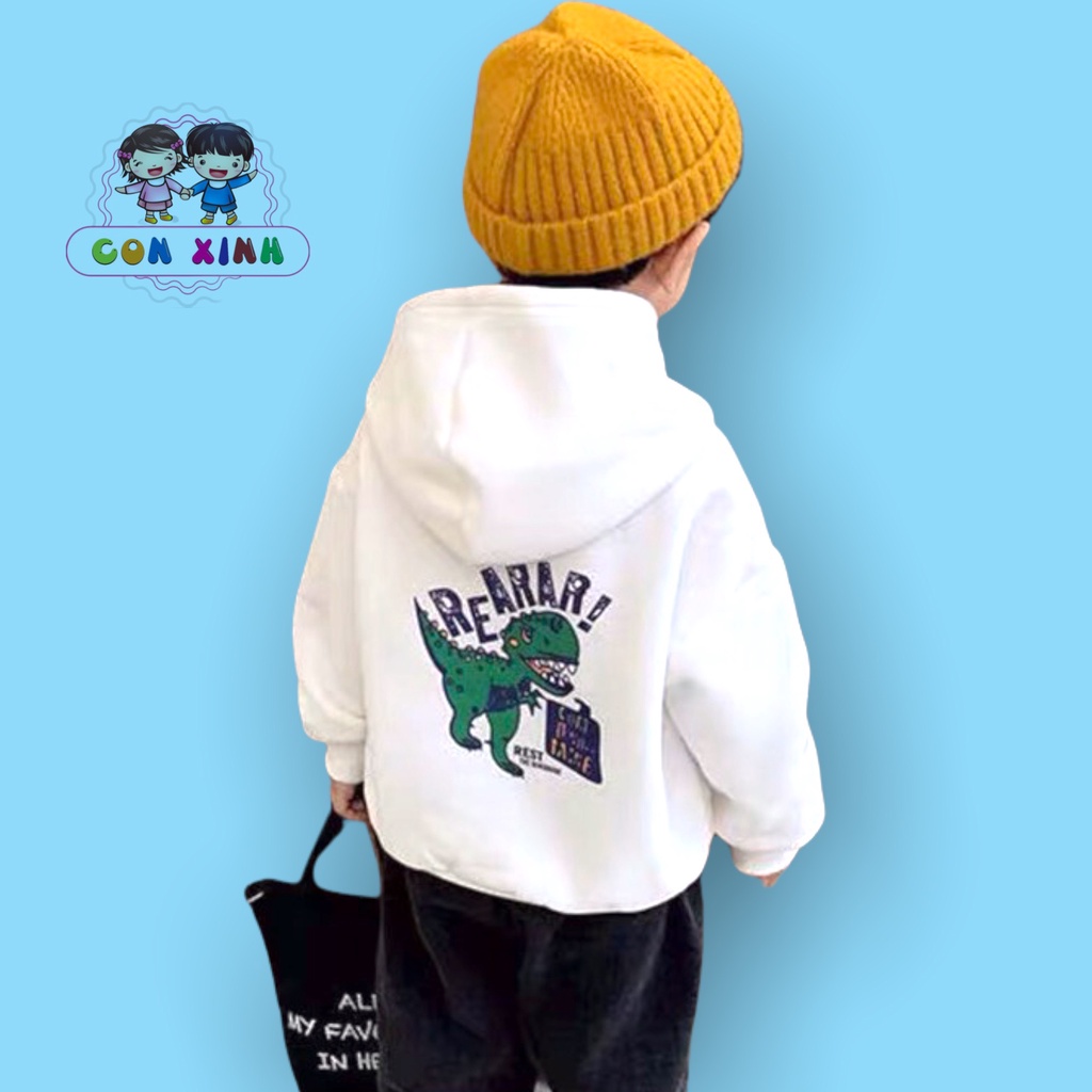 Áo hoodie unisex CON XINH form rộng nỉ nam nữ hình in KHỦNG LONG REARAA