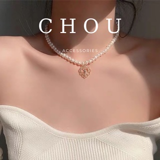 Vòng cổ chuỗi ngọc trái tim | chou accessories |