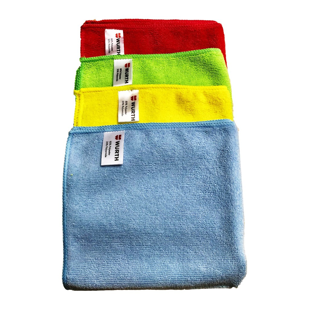 Khăn lau xe wurth microfiber towel 400g (đỏ/vàng/xanh lá/xanh da trời) màu Random 40x40cm