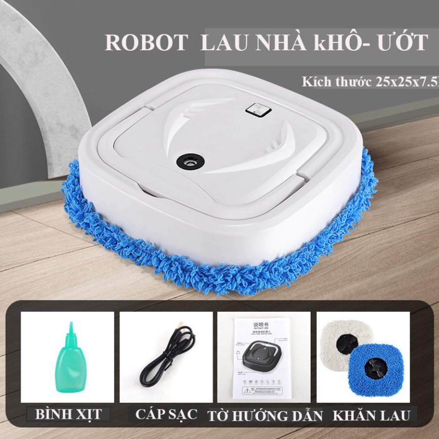 HOT Robot Lau Nhà, Robot Lau Nhà Thông Minh- 2 Chế Độ Lau Khô - Ướt, Phun Tinh Dầu. Bảo Hành Uy Tín. Giảm Giá. Mua Ngay!