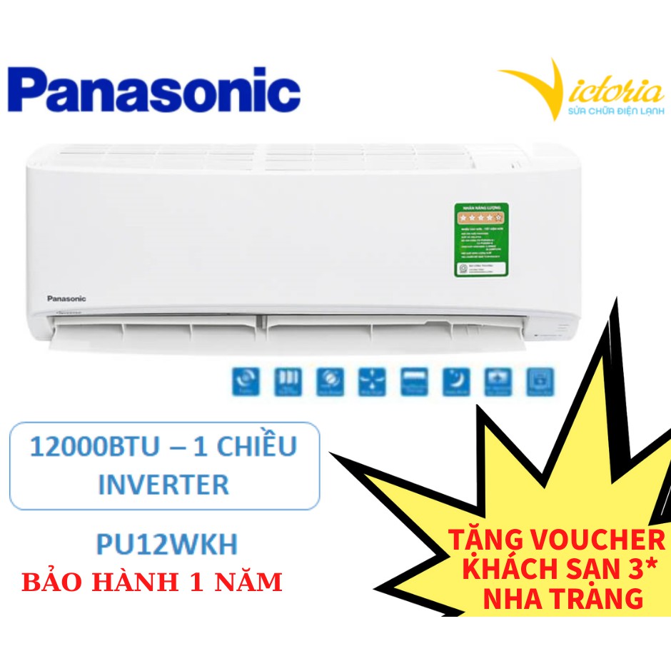 MIỄN PHÍ CÔNG LẮP ĐẶT & VẬT TƯ - Điều hòa không khí 1 chiều Panasonic 12000BTU Inverter – PU12WKH-8 Mới