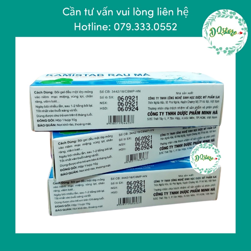 Gel nhiệt miệng kamistab rau má  - tuýp 10g