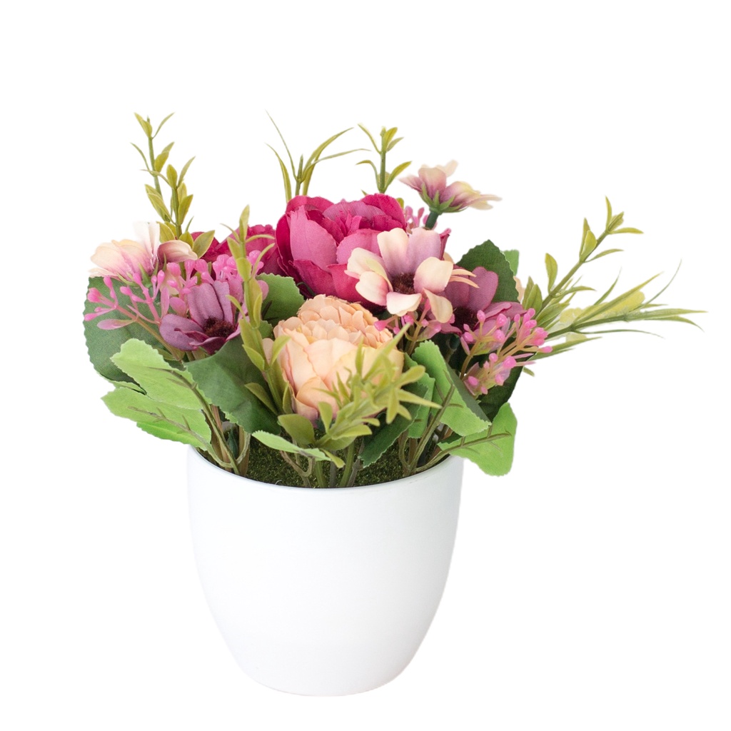 Chậu hoa nhân tạo nhiều màu sắc trang trí nhà ở đẹp mắt