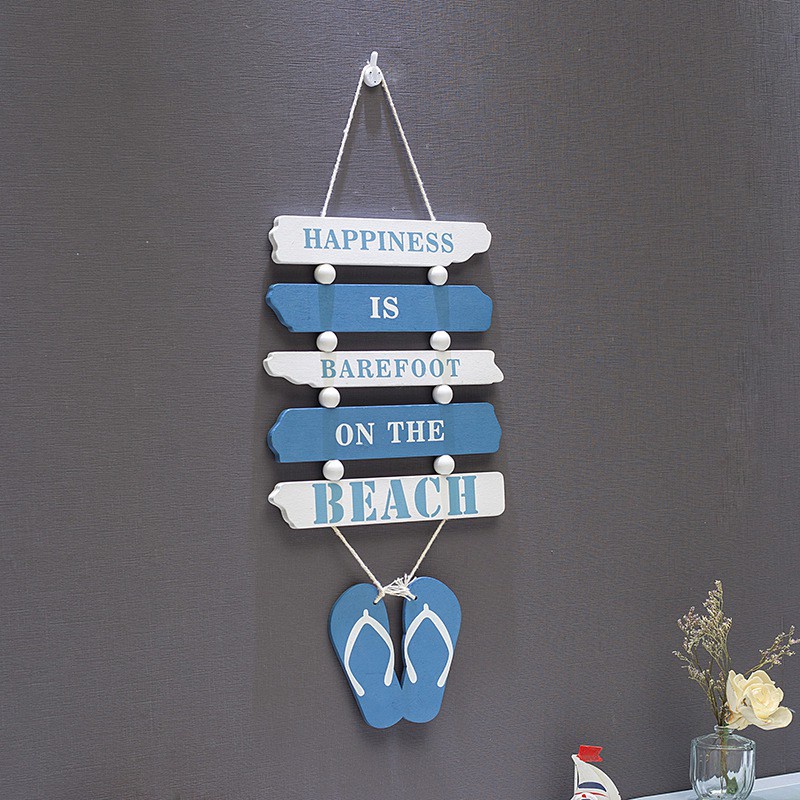 【Hot Sales】Mediterranean Listing Creative Double Slipper Letter Bar Ocean Style Home Decoration Wall Listing