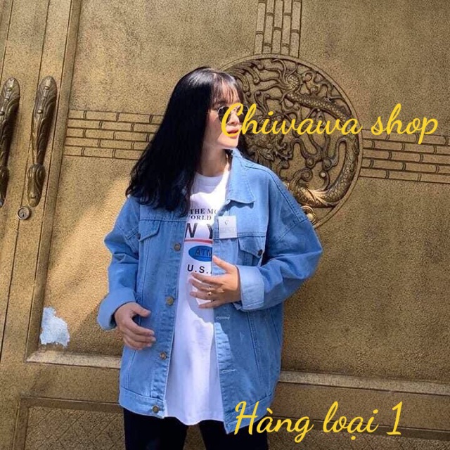 Áo khoác jean nữ form rộng mới ra màu xanh Ocean Girl loại 1 BB0301