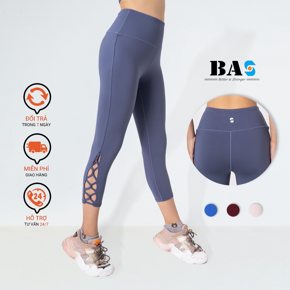 Quần legging lửng tập yoga gym aerobic BAS thiết kế đan dây hiện đại dễ phối đồ - QL210405