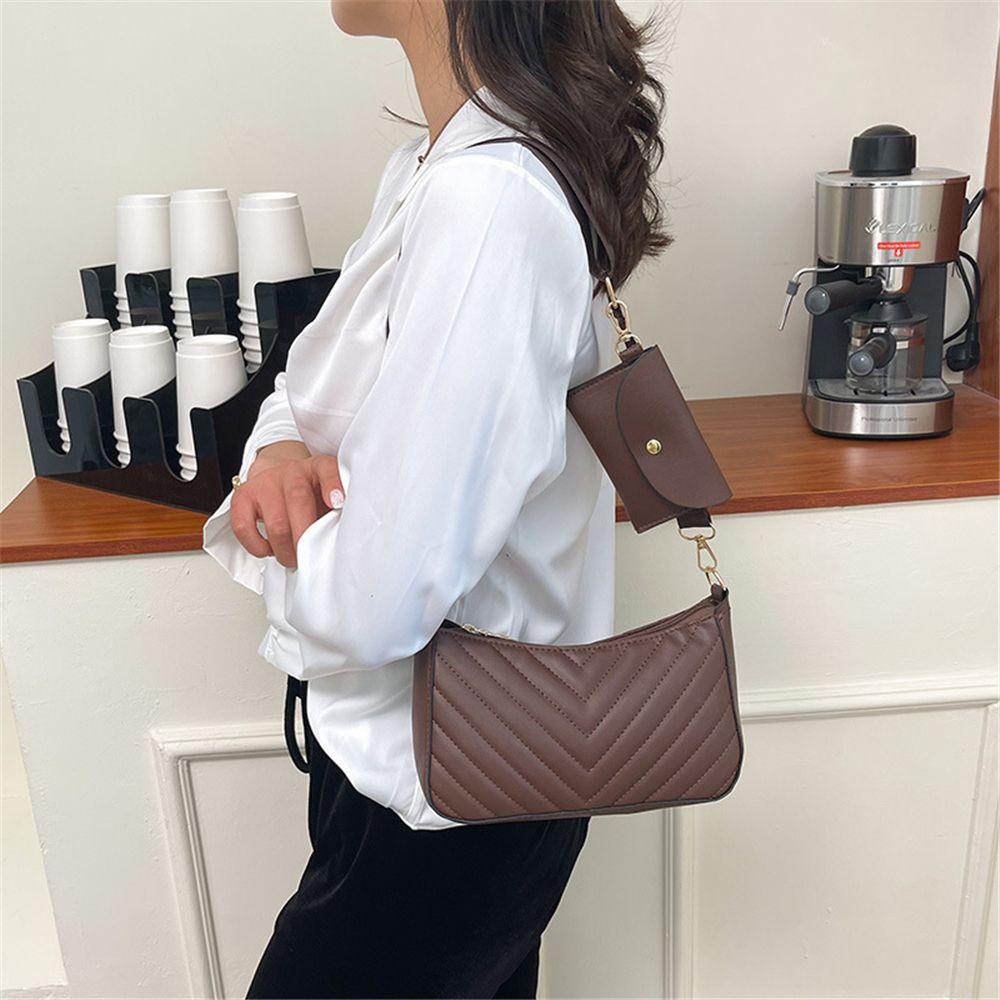 PINEVN Túi Xách Da PU Họa Tiết Sọc Caro Thời Trang Cho Nữ