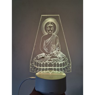 Đèn trang trí 3d hình phật giáo - đế đèn 16 màu - binashop - 3dpg001