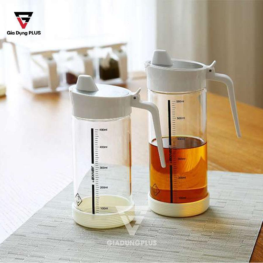 Bình đựng dầu ăn, nước mắm ❤️FREESHIP❤️ Thuỷ tinh borosilicate có nắp kín bằng INOX 304 chính hãng JIANXIA (kèm đế c