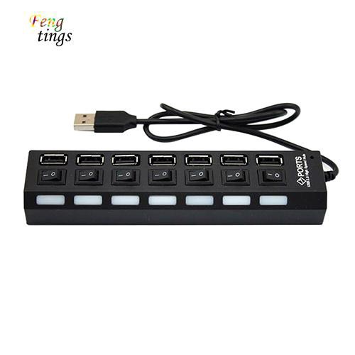 ✌ FT ✌ 7-Port USB 2.0 HUB Splitter High Speed Adapter ON/OFF Switch for Laptop PC