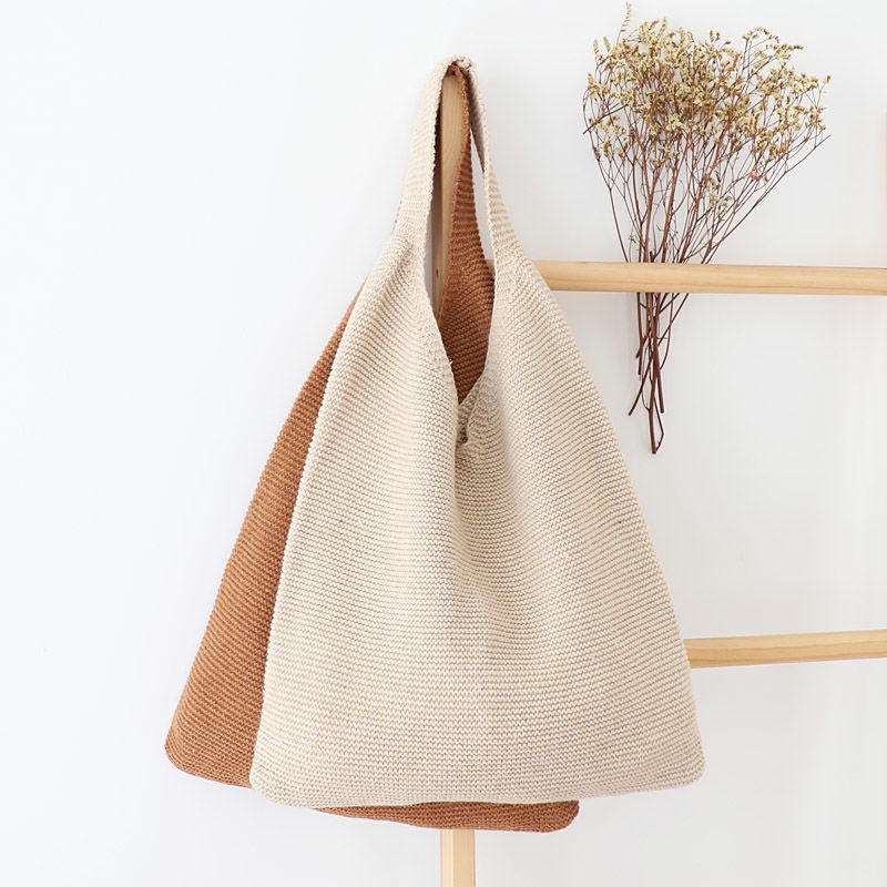 【Freight free】simple fashion retro wool knit handbag Joker woven bag delicate and elegant