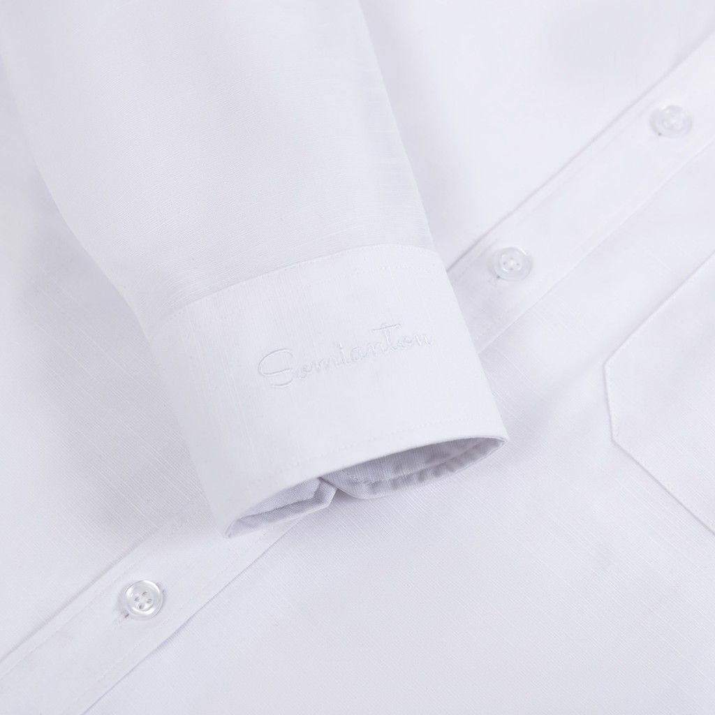 [HÀNG VIỆT NAM] Áo Sơ Mi Nam Công Sở Trung Niên Thương Hiệu Anton Dài Tay Vải Cotton Trắng Trơn Có Túi Ngực -A12 | BigBuy360 - bigbuy360.vn
