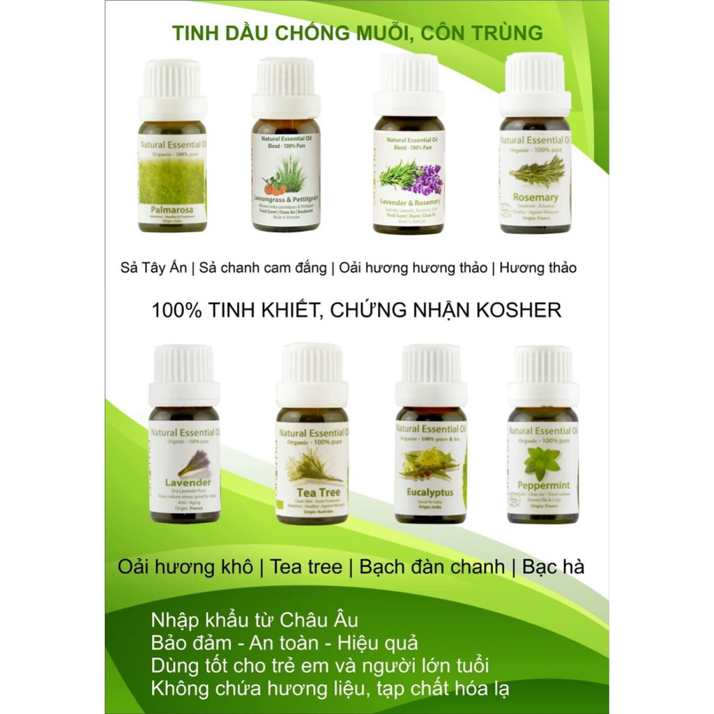 Tinh dầu thiên nhiên nguyên chất hữu cơ Pháp, xông thơm phòng nhiều mùi hương lọ 10ml - Organic Essential Oil  TCDP