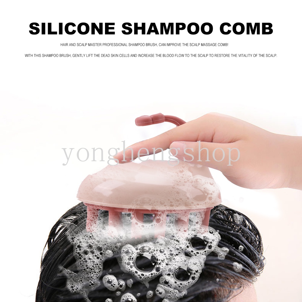 Silicone shampoo brush shower bath lược massage da đầu đầu massager bàn chải làm sạch tóc với xử lý cung cấp phòng tắm