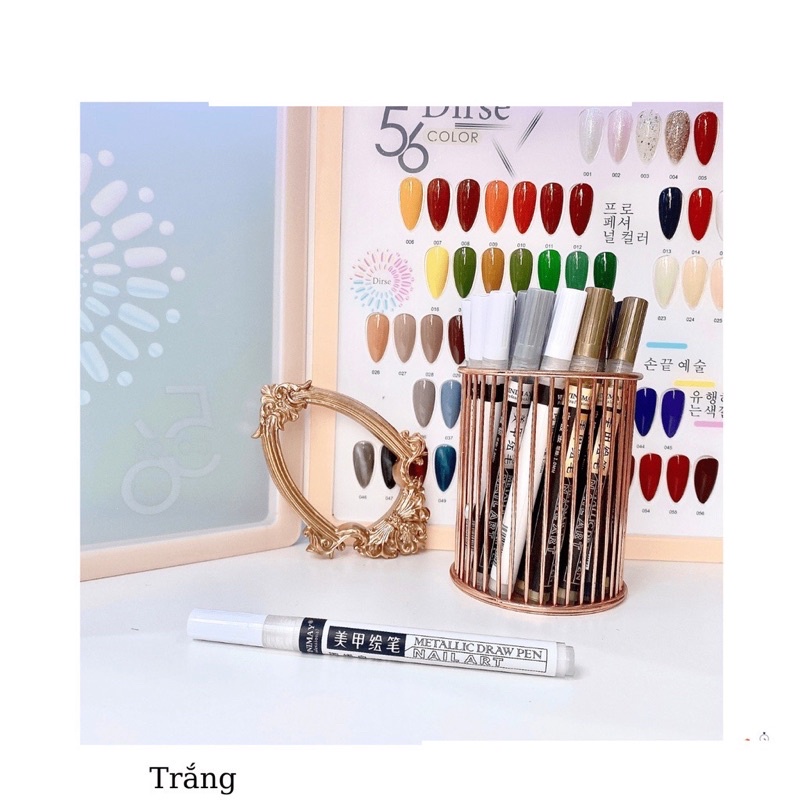 Bút vẽ vinimay vẽ móng tay nail đen trắng vàng bạc