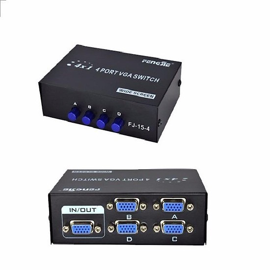 Bộ chia VGA 4 CPU sang 1 Màn Hình FJGEAR FJ-15-4 (4 Port VGA Video Switch) FJGEAR