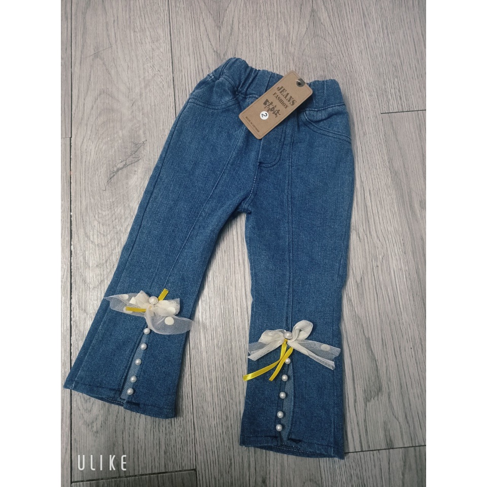 Quần bò ống loe đính Ngọc cho bé gái