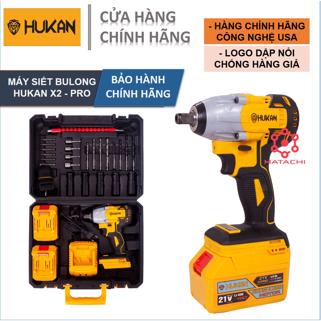 Máy siết bulong | máy siết bulong hukan x2 pro | không chổi than bảo hành chính hãng 6 tháng